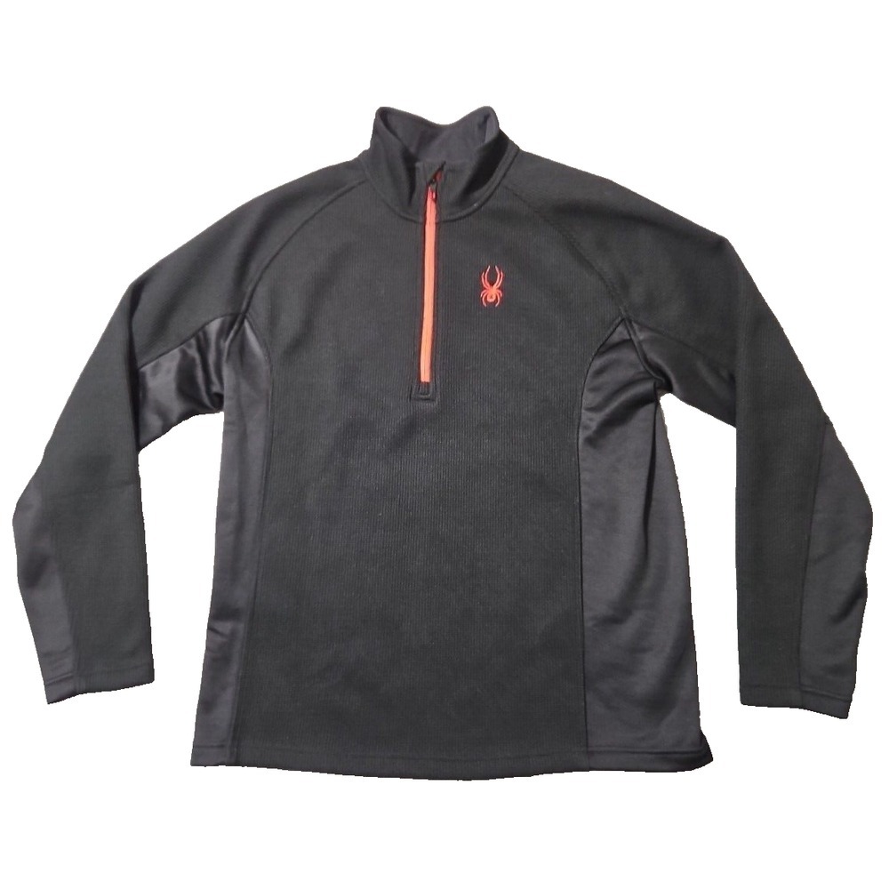 Spyder Black Red 1/2 Zip Pullover Sweater Waffle Knit Men's Size Large